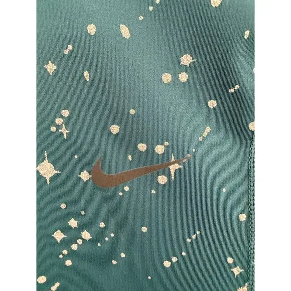 Nike Dri-Fit Cropped Long Sleeve Top Star Print Teal Athletic Shirt Size Small - Picture 3 of 6